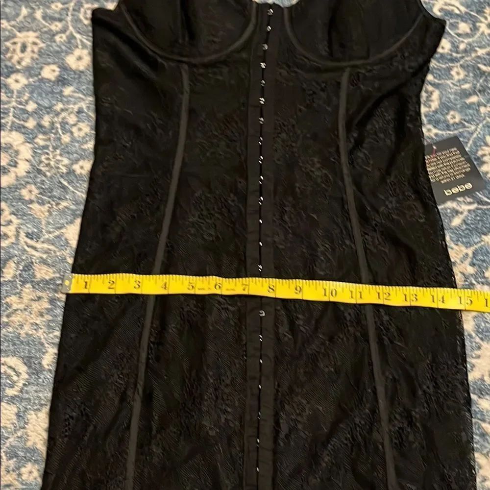 Bebe Bustier Lace Midi Elegant Black Dress Brand New Party Event Gala - Picture 13 of 16